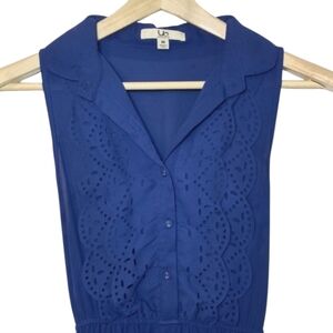 YA Los Angeles | Ruffle Like Cutout Navy Blue Dress